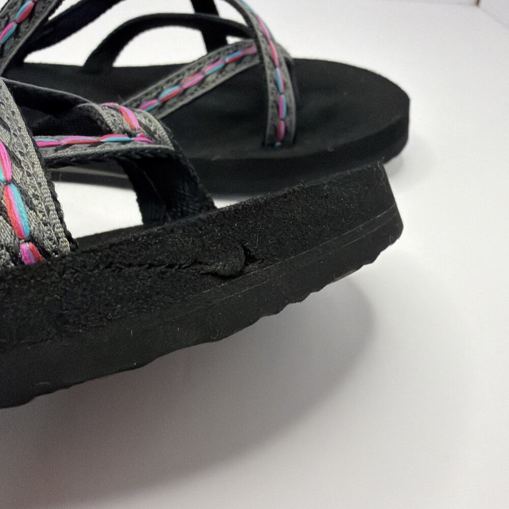Teva Sandals Womens 9 Olowahu Casual Slip On Flip Flops Flats 6840 Black Fabric - Picture 7 of 9